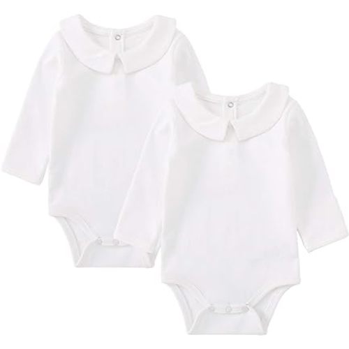 pureborn Baby Romper Bodysuits 2-Pack Unisex Soft Cotton One-Piece Outfit for Infant Boys Girls 0-24 Months