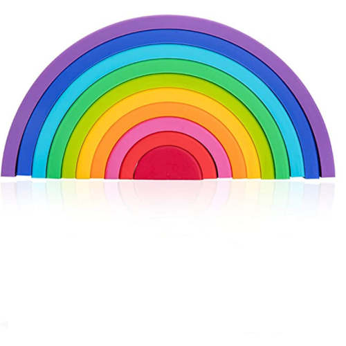 Silicone Building Rainbow Gift Sets | Rainbow Wooden Stacking Toy – illenaii