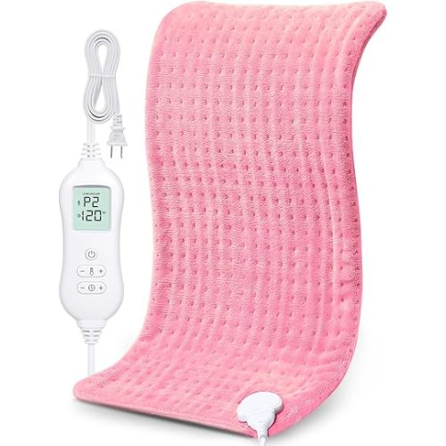 NOWWISH Heating Pad for Back, Period Cramps, Shoulders, Legs, 12"x24" Large Electric Heating Pad with 10 Heat Levels, Timer and Auto Shut-Off, Machine Washable, Self Care Gifts for Women, Pink