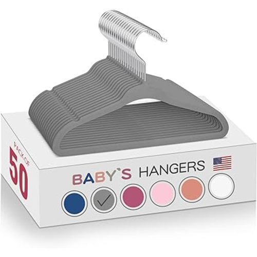 Velvet Baby Hangers for Closet-11 Inch Non Slip Baby Hangers Velvet, Space Saving Kids Clothes Hangers - 360° Swivel Hook, Strong & Durable Infant/Toddler Hangers