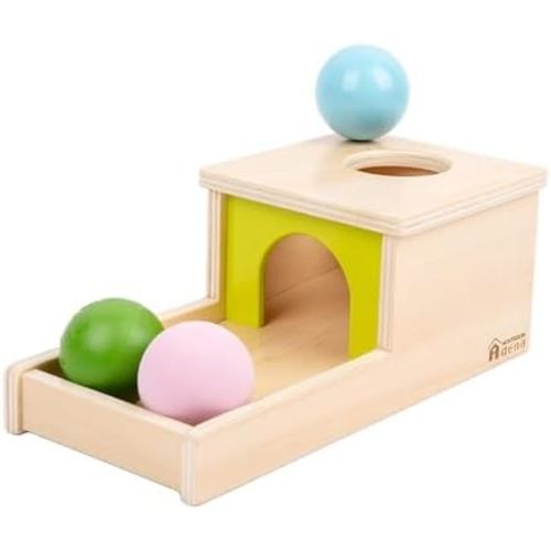 Adena Montessori Object Permanence Box with Tray Three Balls Montessori Toys for 6-12 Months Baby 1 Year Old Infant Toddler Typical