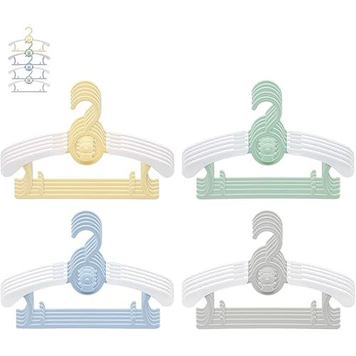 JSF Adjustable Baby Hangers, 20pcs Toddler Kids Child Nursery Closet Hangers - Non-Slip, Extendable, Ideal for Newborn Clothes (Colourful Bear Design)