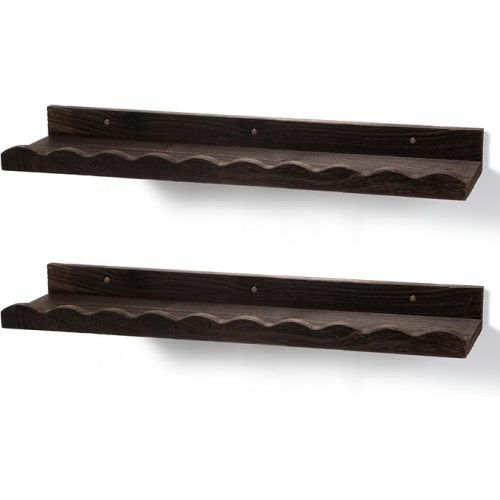 Suzile 2 Pcs Scalloped Shelves Wall Floating Shelves Set for Room, Bathroom, Bedroom, Cute Room Decor Aesthetic and Books, Toys, Photo Frames Storage (23",Walnut Brown)
