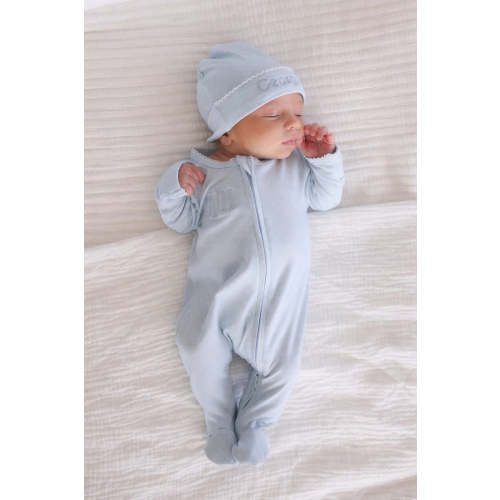 Picot Trim Bamboo Hat | Baby Blue