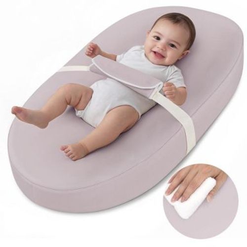 GOTGELIF Soft PU Foam Portable Baby Changing Pad with Safety Strap - Purple