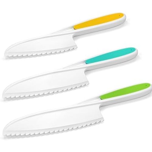 Montessori Toddler Knife Set-3PCS Kids Safe Knives for Real Cooking Kids Cooking Sets Real Cooking Kitchen Tools Toddler Friendly Knives