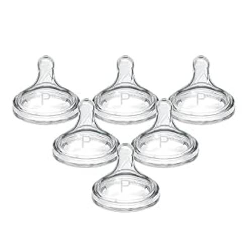 Dr. Brown's Natural Flow Preemie Flow Wide-Neck Baby Bottle Silicone Nipple, Slowest Flow, 0m+, 100% Silicone Bottle Nipple, 6 Pack