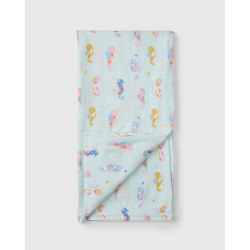 Muslin Swaddle - Painterly Seahorses