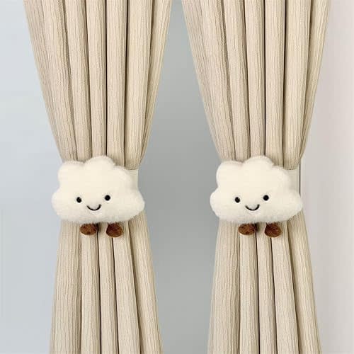 Hygge Living 2PACK Snap-Fit Cartoon Cloud Curtain Tiebacks Hook Holdbacks Cute Curtain Holdbacks Rope for Baby Kid Girls Living Room Bedroom Nursery Decor Home Office Decorative (Cloud)