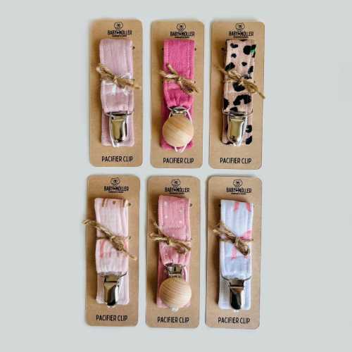 Pink Bow Fabric Pacifier Clip Pink Simple Binky Clip Girl Soft Dummy holder Infant Floral Pattern Dummy Clip Baby Cotton Pacifier Chain
