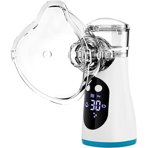 Advanced Recharge-able Nebulizer with LCD Display - Home, Travel & On-the-Go Use - Effective & Portable