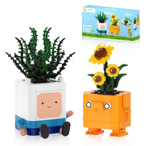 Adventure Time Happy Plants Building Block Set - Succulent & Sunflower Desk Decor, Lego-Compatible, Gift for Kids and Fans - AliExpress