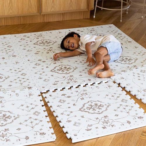 Lillefolk Baby Play Mat for Floor – 6x6ft Vintage Coffee