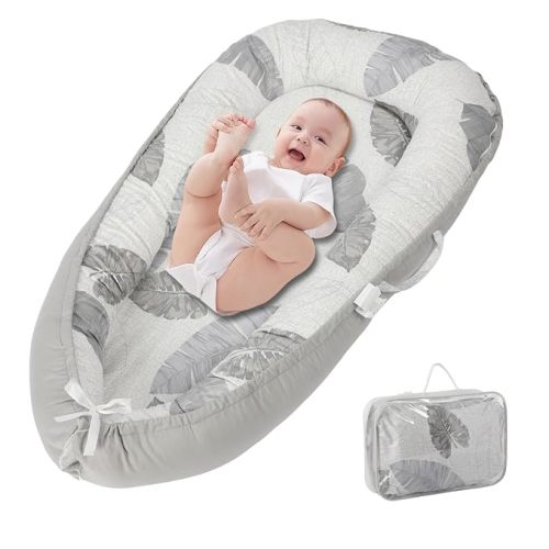 Baby Lounger, Portable Infant Support Pad for Newborn to 24 Months, Lightweight Baby Essential with Breathable Cotton for Tummy Time and Daily Care