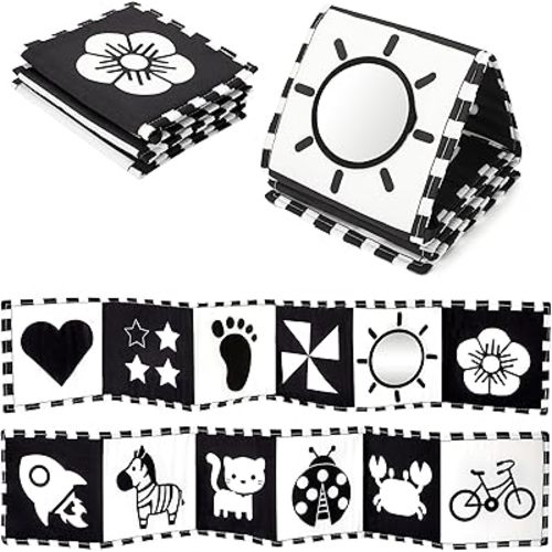 URMYWO Black and White Baby Toys, Tummy Time High Contrast Newborn Toys 0-3 Months, Soft Baby Book, Visual Stimulation Montessori Sensory Infant Toys 0-6-12 Months, Shower Gift for Boys Girls