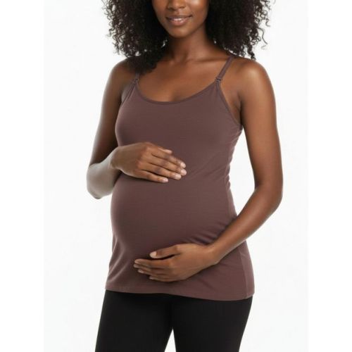 Women's Clip Down Nursing Tank Top Cami - French Roast - Size: Medium - Motherhood Maternity