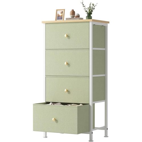 Sweetcrispy 4 Drawer Fabric Dresser Storage Tower Nightstand Chest