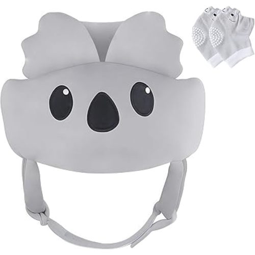Casco para bebé para gatear y caminar - Gorra de protección para la cabeza de niño pequeño suave y transpirable con correa ajustable, lindo diseño de koala, escudo de impacto de 360°, para bebés de 8