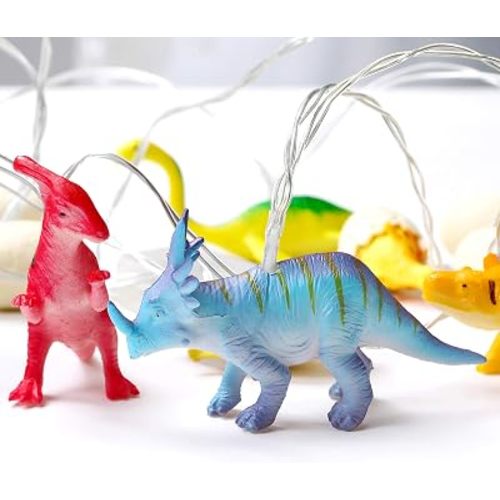 LED Dinosaur String Lights - Battery Operated, Perfect for Boys Room Decor, Christmas Party Supplies, Tent, Garden, Tree Decoration