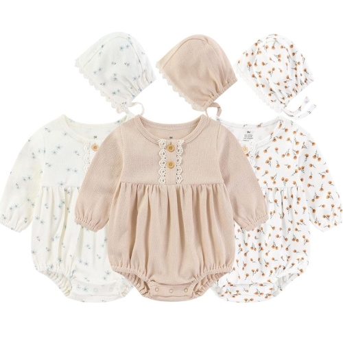 Ruliby Baby Girl Outfit Cotton Bubble Romper Floral Dress Infant Girls Clothes 3-pack