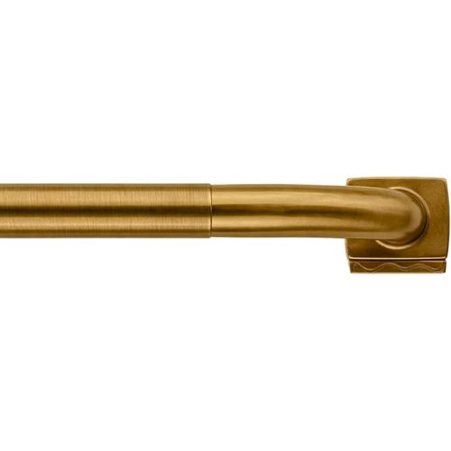 Brass Wrap Around Curtain Rod 30 to 150 Inch,Heavy Duty Adjustable Metal Drapery Rod with French Return, 7/9" Curved Blackout Rod for Home & Office