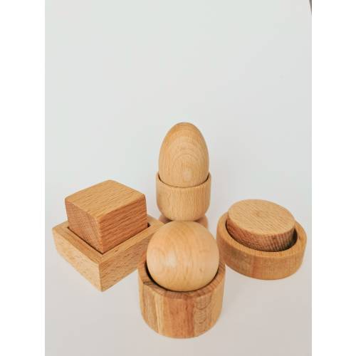 Montessori puzzle, Egg in a cup, ball in a cup, cube in a box, disc in cup,  gift for kids