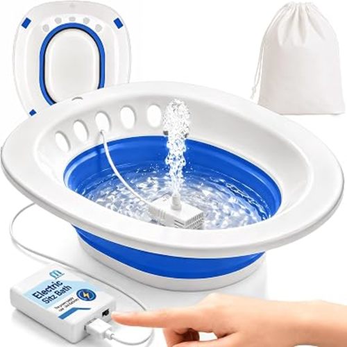 Msiori Electric Sitz Bath for Toilet Seat - Suitable for Pregnant Women and Perineal Care, Hemorrhoids, Sits Bath Kit for Women, Perineal Soaking - Yoni Steam Seat - Collapsible - Navy