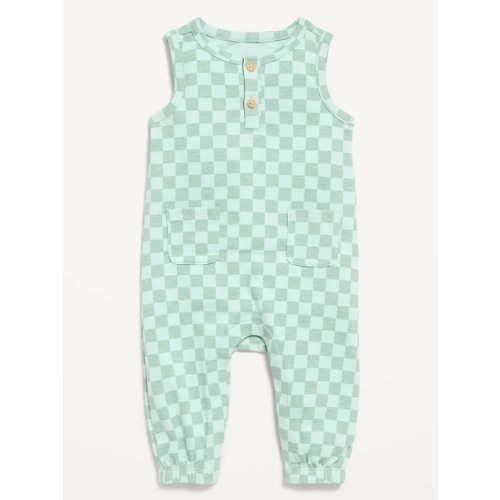 Printed Sleeveless Henley One-Piece Romper for Baby