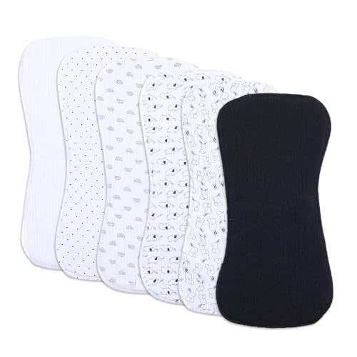 6 Pack Cotton Baby Burp Cloths Extra Absorbent Soft for Baby Boys and Girls