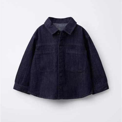 RUBBERIZED BUTTON DENIM SHIRT - Blue | ZARA United States