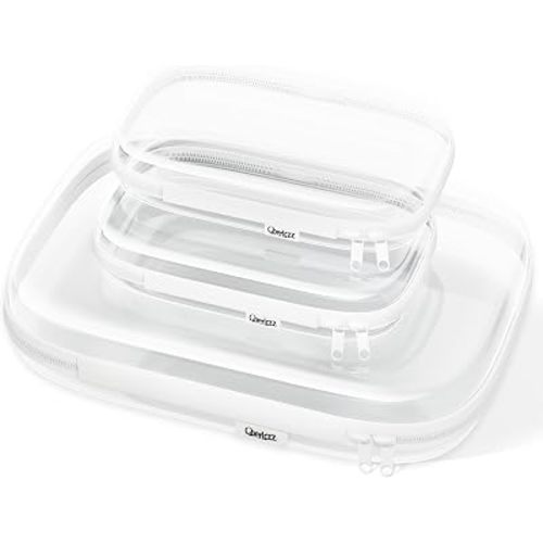 Clear Hard Zipper Case for Storage, Durable Clear Zipper Pouches, Hard Plastic Zippered Pouch for Snacks Toy Travel Organizer