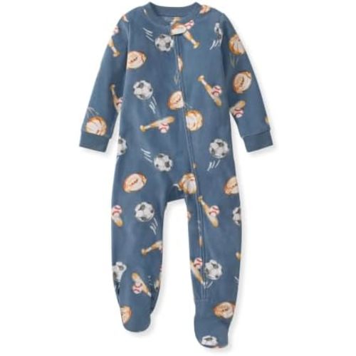 Burt's Bees Baby Unisex Fleece Sleeper Pajamas, One-Piece Zip-up Footed PJ, Soft Recycled Microfleece