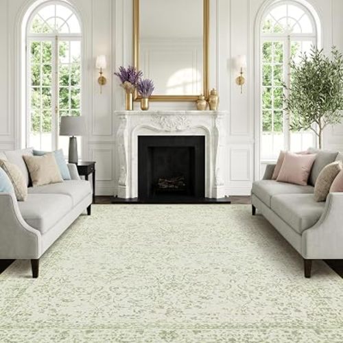 BILEEHOME Sage Large Rugs for Living Room 9 by 12 Area Rug with Washable