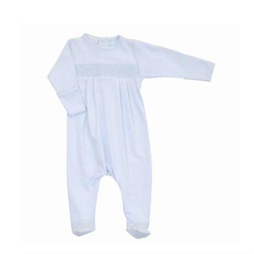 Essentials Solid Blue Smocked Footie – Magnolia Baby