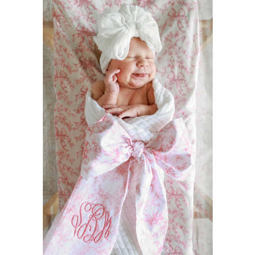 Personalized Newborn Bow Sash in Fancy Frills | Caden Lane