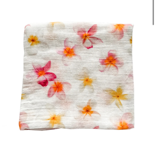 Plumeria Muslin Swaddle – Florida Kid Co.
