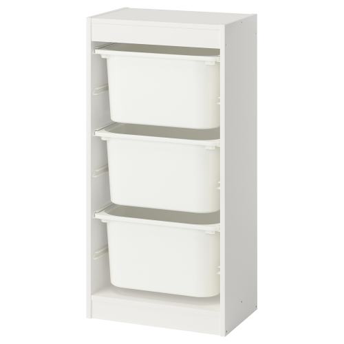 TROFAST Storage combination with boxes - white/white 18 1/8x11 3/4x37 "