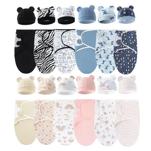 3 Sets Of Newborn Swaddle Blankets And Hats for 0-3 Months Boys - TikTok Shop