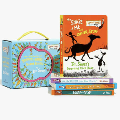 The Little Blue Boxed Set of 4 Bright and Early Board Books: Hop on Pop; Oh, the Thinks You Can Think!; Ten Apples Up On Top!; The Shape of Me and Other Stuff