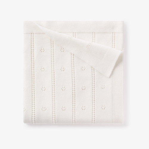 Cream Pointelle Knit Baby Blanket