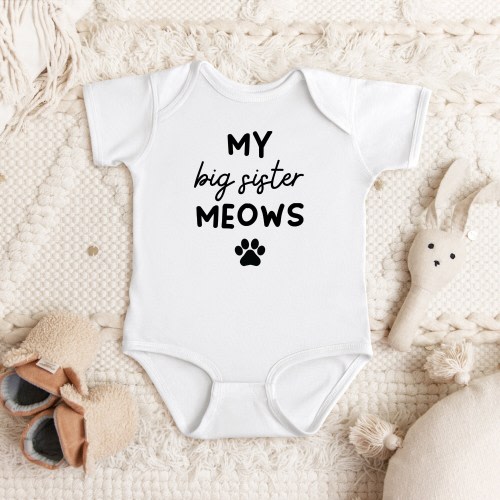 Baby Shower Gift My Big Sister Meows Infant Baby Onesie