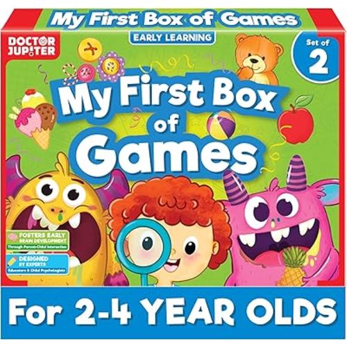 Doctor Jupiter My First Box of Games for Ages 2-4 | Set of Monster Munch, Scavenger Hunt Sight Word Board Games | Montessori Educational Toys, Learning Activites
