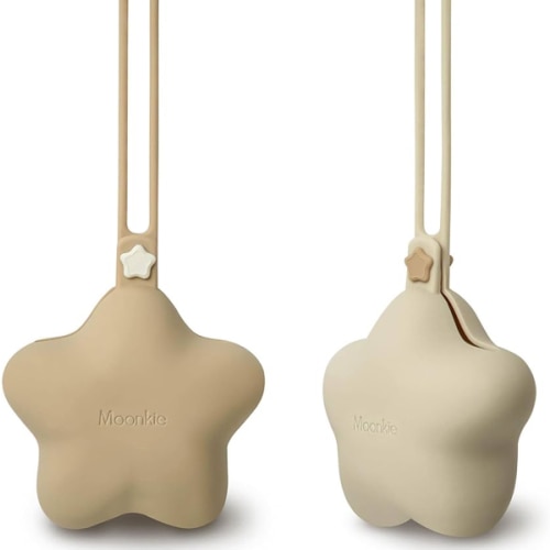 Moonkie Silicone Pacifier Holder Case, Cute Portable Pacifier Storage Case, 2 Pack