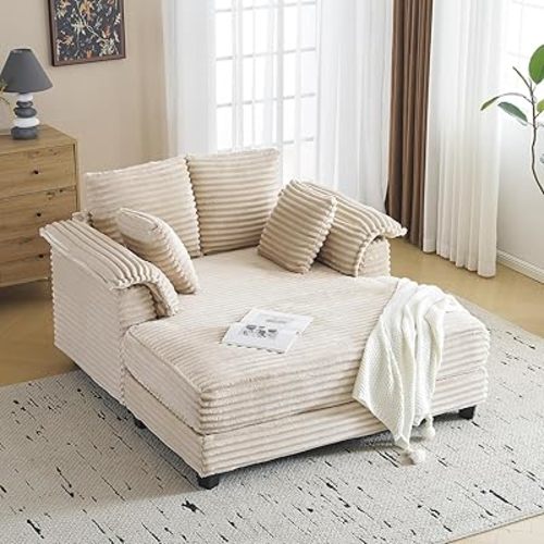 VINGLI 56" Wide Oversized Chaise Lounge Chair with Plush Padded Armrests