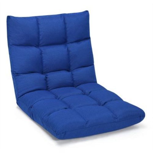 Costway Adjustable 14-Position Floor Chair Folding Lazy Gaming Sofa Lounge Chair Blue