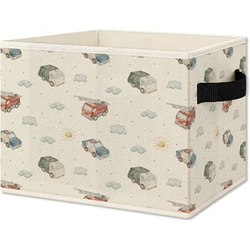 Car Boy Nursery Foldable Storage Bins Box with Handles, Transport Vehicles Collapsible Organizer Basket for Classroom Kids Boy Nursery Room Bedroom Bathroom Clothes Toys Books