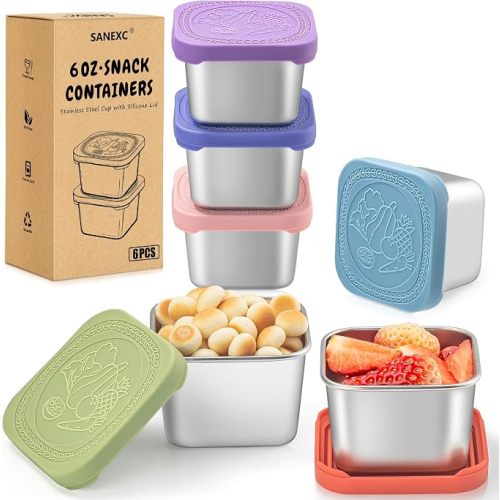 6 Oz Snack Containers with Lids for Kids - 6 Pack Lunch Box Accessories