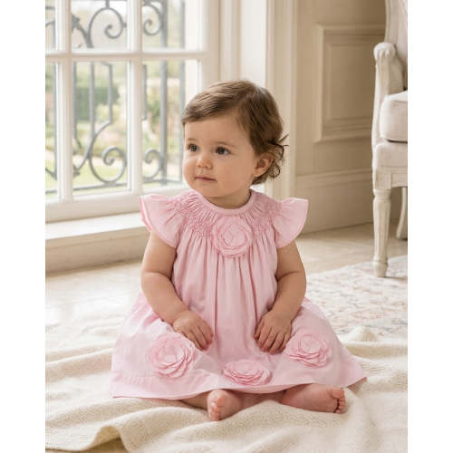 Cut Out Flowers Classic Pink Baby Girl Dress – Carriage Boutique