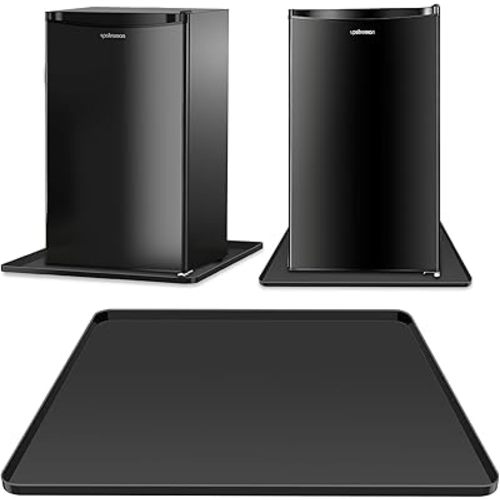 Mini Fridge Silicone Mat,24''x24''x0.5''-Fridge Drip Tray Concave and convex design is leak-Proof and Non-Slip Perfectly Compatible with Washer, Dryer, Wine Cooler, Dishwasher ect (Black)