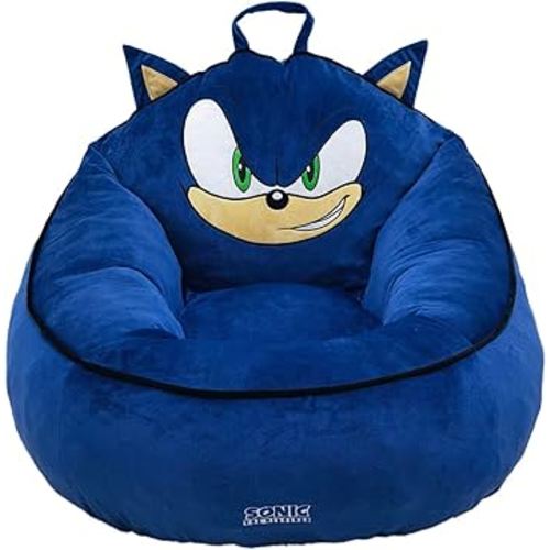 Sega Sonic Kids Foam Filled Bean Bag Chair, Soft Plush Character Lounge Seat for Bedroom or Playroom